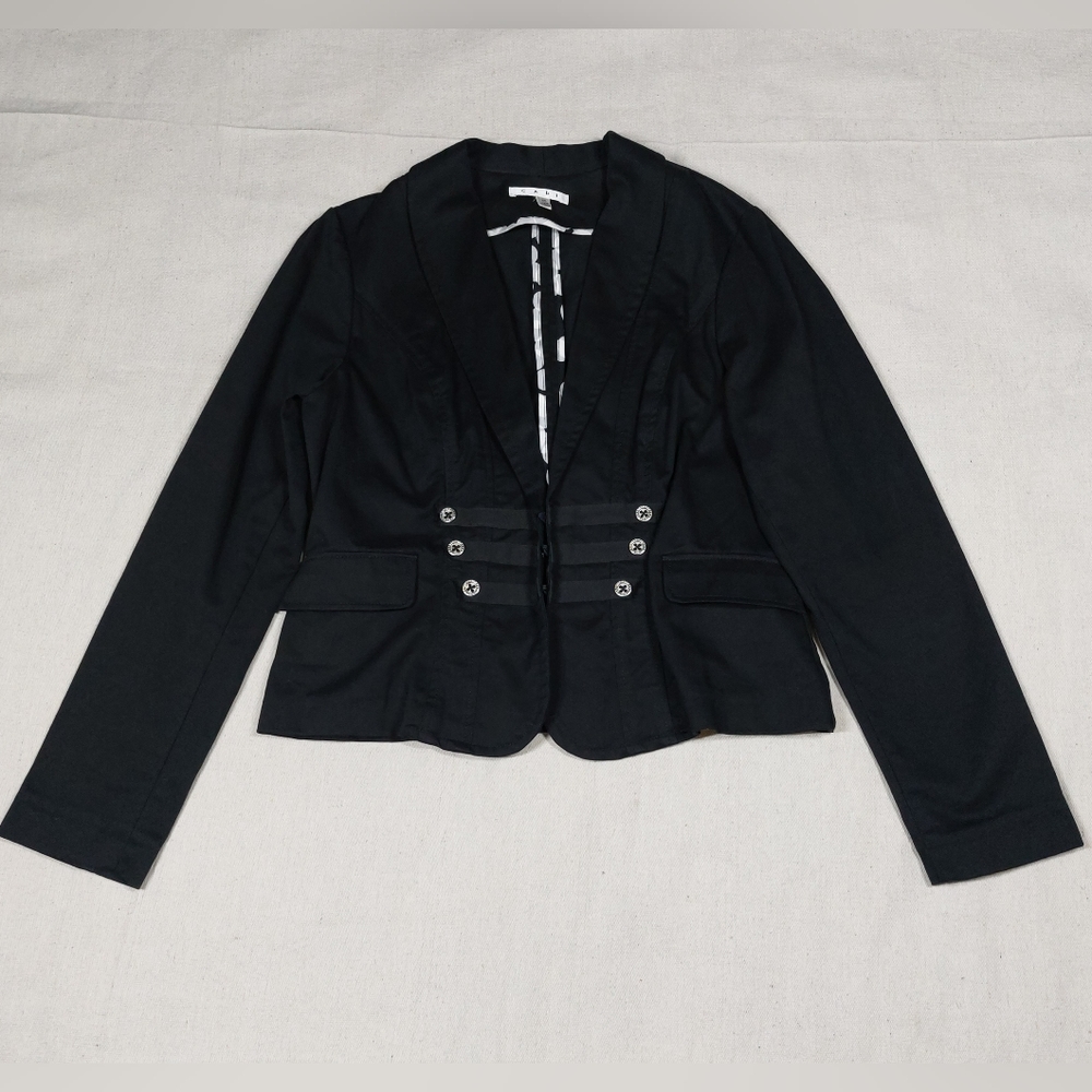 Cabi Jacket Size 10 Black Blazer Hook & Eye Closure
